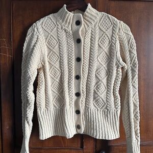 L.L Bean Women's Signature Cotton Fisherman Sweater in Beige